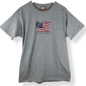 Y2K 2001 American Flag T Shirt Size Large Americana Patriotic VTG 2000s Unisex
